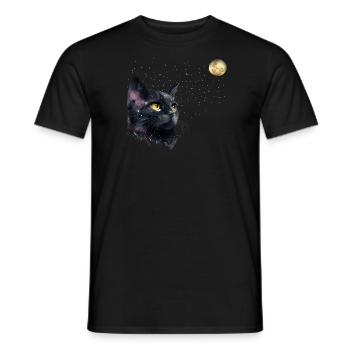 KATZE UND DER MOND - Männer T-Shirt - Schwarz - Vorne - AI Model Male 178 light (178cm)