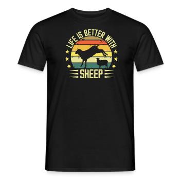 Life Is Better With Sheep - Sheep Lover - T-shirt homme - noir - Devant - AI Model Male 178 light (178cm)