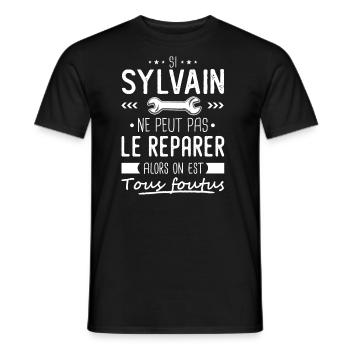 Sylvain ne peut pas le réparer cadeau sylvain - T-shirt homme - noir - Devant - AI Model Male 178 light (178cm)