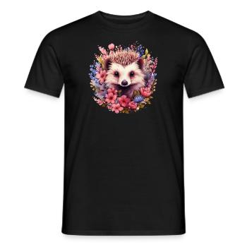 Hedgehog cottagecore - Men's T-Shirt - black - Front - AI Model Male 178 light (178cm)