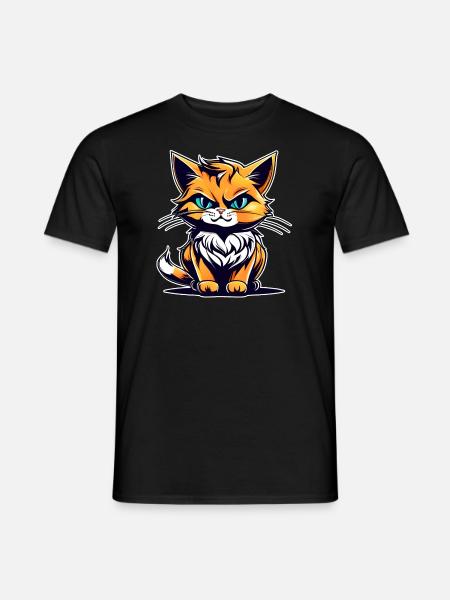 Freche rote Katze - Männer T-Shirt - Schwarz