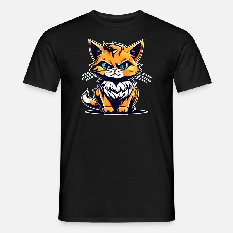 Freche rote Katze - Männer T-Shirt - Schwarz