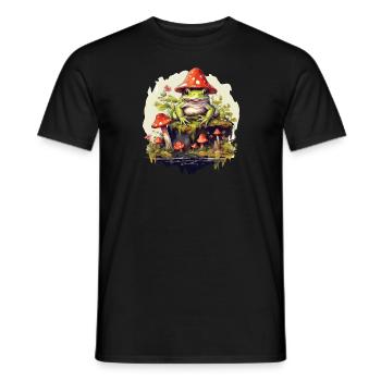 Frog Cottagecore Mushroom - Men's T-Shirt - black - Front - AI Model Male 178 light (178cm)