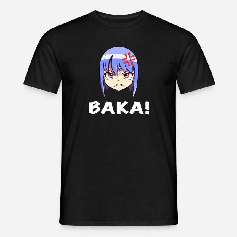 Faccia anime arrabbiata emoji Baka! - Camicia Anime - T-shirt uomo - nero
