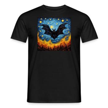 Bat, Van Gogh, Starry Night, Animal - Men's T-Shirt - black - Front - AI Model Male 178 light (178cm)