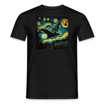 Bat, Van Gogh, Starry Night, Animal - Men's T-Shirt - black - Front - AI Model Male 178 light (178cm)
