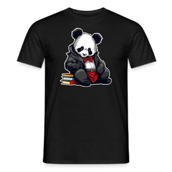 Panda mignon avec des livres - T-shirt homme - noir - Devant - AI Model Male 178 light (178cm)