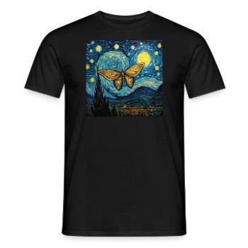 Moth, Van Gogh, Starry Night, Animal - Men's T-Shirt - black - Front - AI Model Male 178 light (178cm)