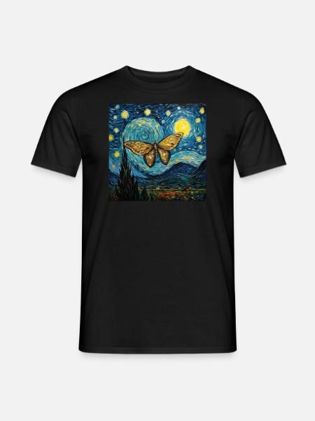 Papillon De Nuit, Van Gogh, Nuit Étoilée, Animal - T-shirt homme - noir