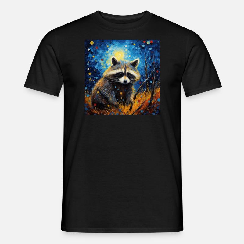 waschbär, van gogh, sternennacht, tier - Männer T-Shirt - Schwarz