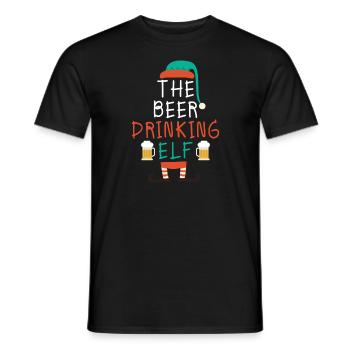 Christmas Beer Humor The Beer Drinking Elf - Men's T-Shirt - black - Front - AI Model Male 178 light (178cm)