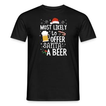 Weihnachten Bier Most Likely To Offer Santa a Beer - Männer T-Shirt - Schwarz - Vorne - AI Model Male 178 light (178cm)