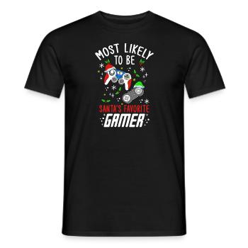 Christmas Xmas Gaming Santa's Favorite Gamer - Men's T-Shirt - black - Front - AI Model Male 178 light (178cm)