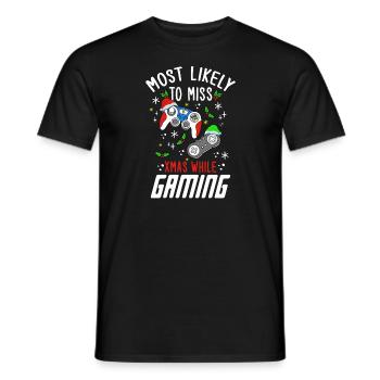 Weihnachten Gamer Lustig Miss Xmas While Gaming - Männer T-Shirt - Schwarz - Vorne - AI Model Male 178 light (178cm)