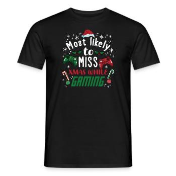 Weihnachten Gamer Lustig Miss Xmas While Gaming - Männer T-Shirt - Schwarz - Vorne - AI Model Male 178 light (178cm)