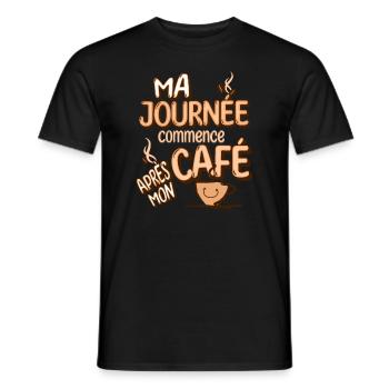 Ma journée commence après mon café - T-shirt homme - noir - Devant - AI Model Male 178 light (178cm)