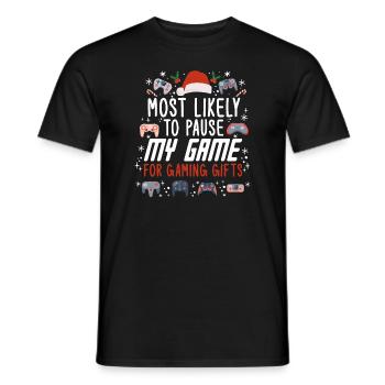 Weihnachten Gamer Pause My Game For Gaming Gifts - Männer T-Shirt - Schwarz - Vorne - AI Model Male 178 light (178cm)