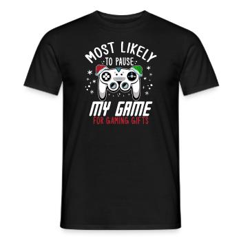 Weihnachten Gamer Pause My Game For Gaming Gifts - Männer T-Shirt - Schwarz - Vorne - AI Model Male 178 light (178cm)