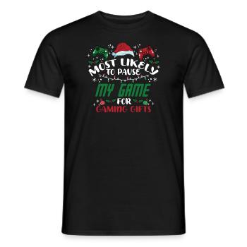 Christmas Gamer Pause My Game For Gaming Gifts - Men's T-Shirt - black - Front - AI Model Male 178 light (178cm)