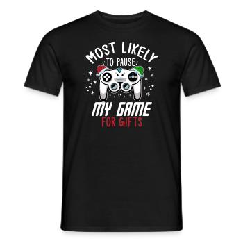 Weihnachten Gamer Gaming Pause My Game For Gifts - Männer T-Shirt - Schwarz - Vorne - AI Model Male 178 light (178cm)