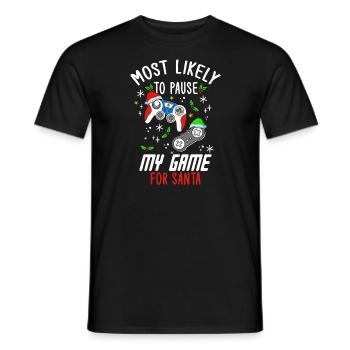 Noël Gamer Gaming Mettez mon jeu en pause pour le Père Noël - T-shirt homme - noir - Devant - AI Model Male 178 light (178cm)