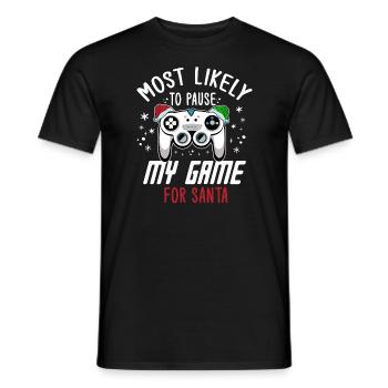 Noël Gamer Gaming Mettez mon jeu en pause pour le Père Noël - T-shirt homme - noir - Devant - AI Model Male 178 light (178cm)