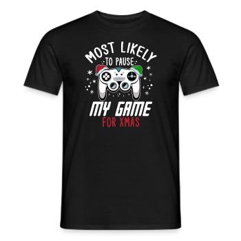 Weihnachten Gamer Gaming Pause My Game For Xmas - Männer T-Shirt - Schwarz - Vorne - AI Model Male 178 light (178cm)