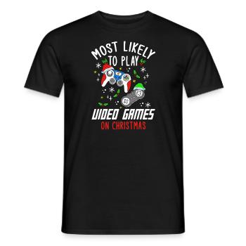 Noël Gamer Gaming Dire Drôle Humour Noël - T-shirt homme - noir - Devant - AI Model Male 178 light (178cm)