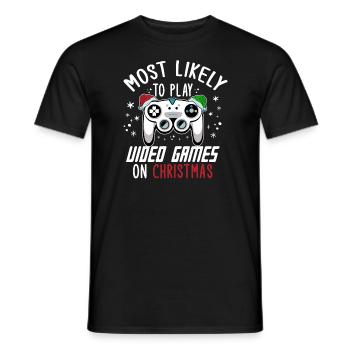 Christmas Gamer Gaming Saying Funny Humor Xmas - Men's T-Shirt - black - Front - AI Model Male 178 light (178cm)