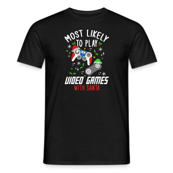 Christmas Gamer Gaming Saying Funny Humor Xmas - Men's T-Shirt - black - Front - AI Model Male 178 light (178cm)