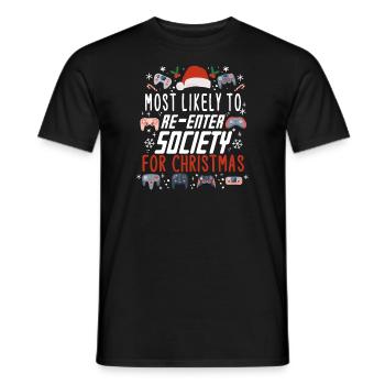 Christmas Gamer Gaming Saying Funny Humor Xmas - Men's T-Shirt - black - Front - AI Model Male 178 light (178cm)