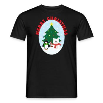 Frohe Weihnachten Niedlicher Pinguin und Bär - Männer T-Shirt - Schwarz - Vorne - AI Model Male 178 light (178cm)