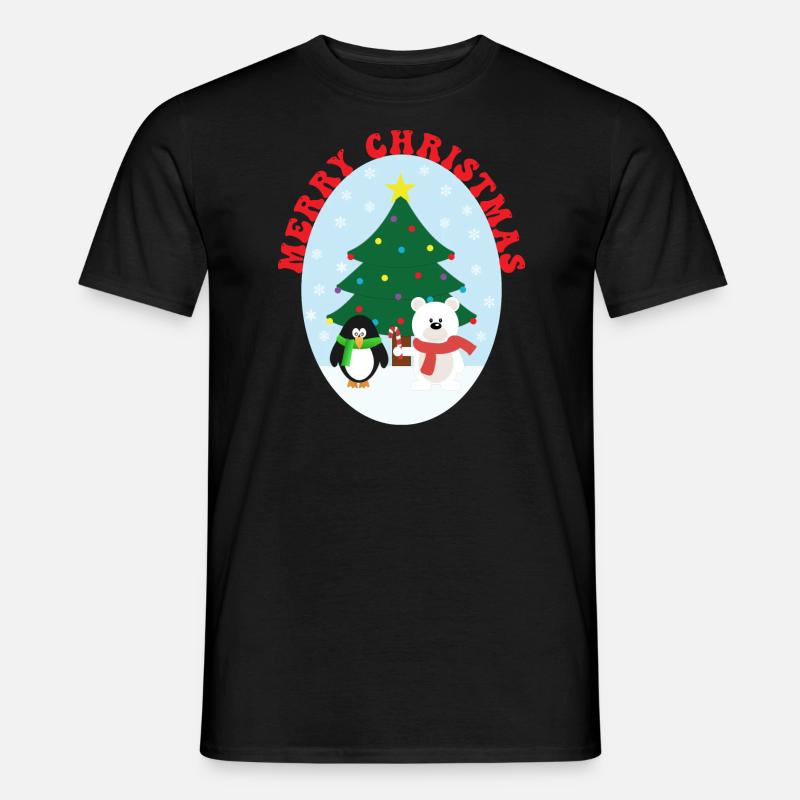 Joyeux Noël mignon pingouin et ours - T-shirt homme - noir