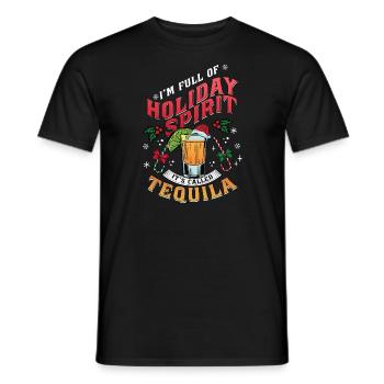 Christmas I'm Full Of Holiday Spirit Tequila - Men's T-Shirt - black - Front - AI Model Male 178 light (178cm)