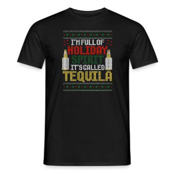 Christmas I'm Full Of Holiday Spirit Tequila - Men's T-Shirt - black - Front - AI Model Male 178 light (178cm)
