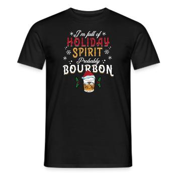 Christmas Men Humor Holiday Spirit Bourbon - Men's T-Shirt - black - Front - AI Model Male 178 light (178cm)