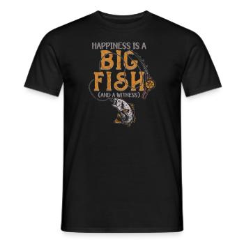 Angler Angeln Geschenkidee Happiness Is A Big Fish - Männer T-Shirt - Schwarz - Vorne - AI Model Male 178 light (178cm)