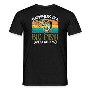 Angler Angeln Geschenkidee Happiness Is A Big Fish - Männer T-Shirt - Schwarz - Vorne - AI Model Male 178 light (178cm)
