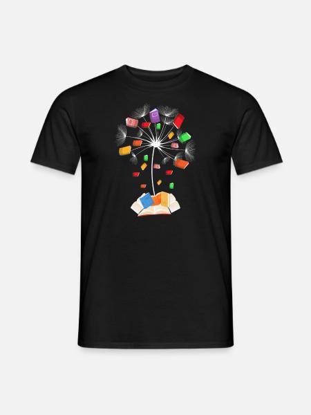 Books dandelion flowers reading lovers - Men's T-Shirt - black