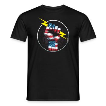 Electrician USA flag lineman electricity worker - Men's T-Shirt - black - Front - AI Model Male 178 light (178cm)