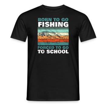 Angeln Né pour aller à la pêche Forcé d’aller à l’école - T-shirt homme - noir - Devant - AI Model Male 178 light (178cm)