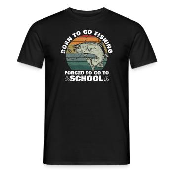 Angeln Né pour aller à la pêche Forcé d’aller à l’école - T-shirt homme - noir - Devant - AI Model Male 178 light (178cm)