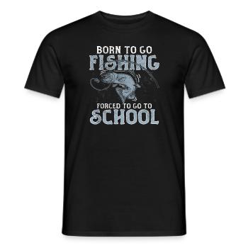 Angeln Né pour aller à la pêche Forcé d’aller à l’école - T-shirt homme - noir - Devant - AI Model Male 178 light (178cm)