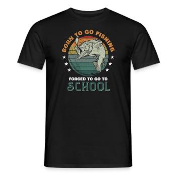 Angeln Né pour aller à la pêche Forcé d’aller à l’école - T-shirt homme - noir - Devant - AI Model Male 178 light (178cm)