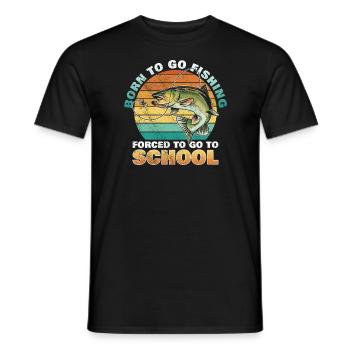 Angeln Né pour aller à la pêche Forcé d’aller à l’école - T-shirt homme - noir - Devant - AI Model Male 178 light (178cm)