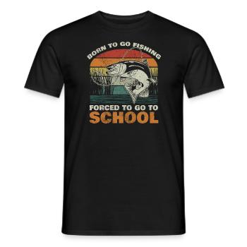 Angeln Né pour aller à la pêche Forcé d’aller à l’école - T-shirt homme - noir - Devant - AI Model Male 178 light (178cm)