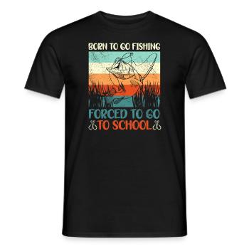 Angeln Né pour aller à la pêche Forcé d’aller à l’école - T-shirt homme - noir - Devant - AI Model Male 178 light (178cm)