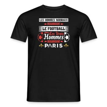 les vrais hommes regardent paris mon club de foot - T-shirt homme - noir - Devant - AI Model Male 178 light (178cm)