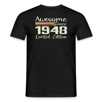 Anniversaire 76 Ans Millésime 1948 Cadeau 1948 - T-shirt homme - noir - Devant - AI Model Male 178 light (178cm)