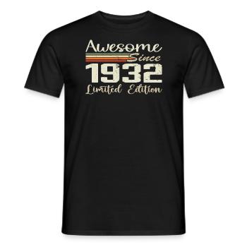 Birthday 92 Years Vintage 1932 Gift 1932 - Men's T-Shirt - black - Front - AI Model Male 178 light (178cm)